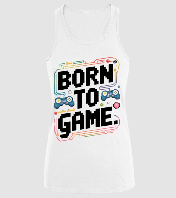 Born to Game Pixel Alb model alb pe tricou