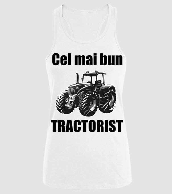 Cel mai bun tractorist model alb pe tricou