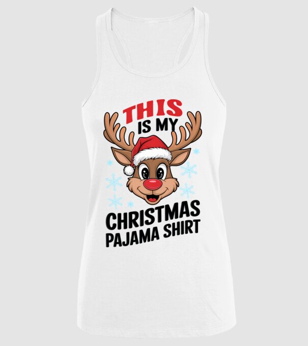 Christmas Pajama Reindeer Alb model alb pe tricou