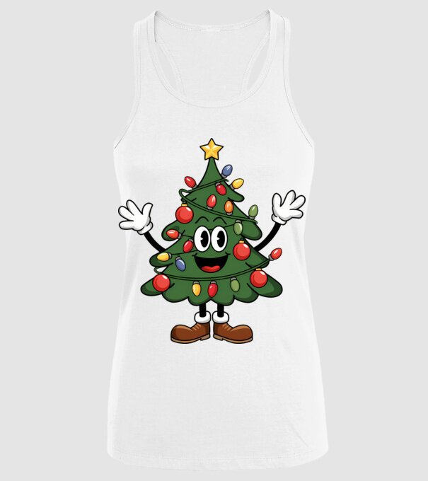 Copac de Crăciun drăguț model alb pe tricou