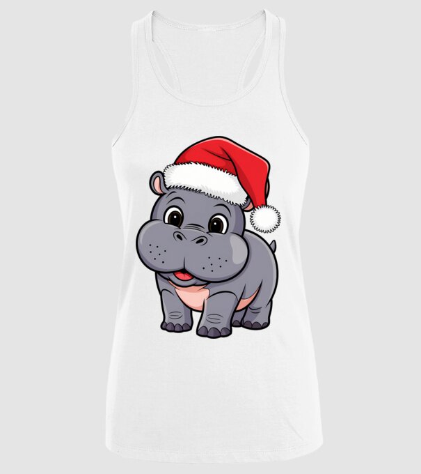 Crăciun Hippo model alb pe tricou