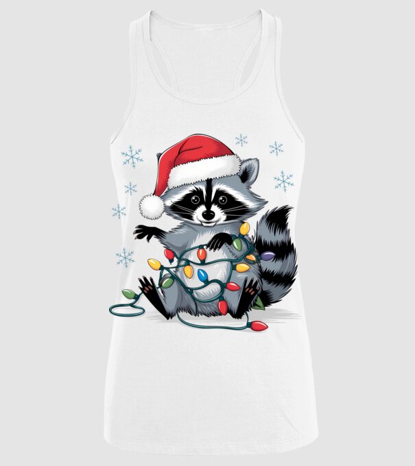 Crăciunul ratonilor Alb model alb pe tricou
