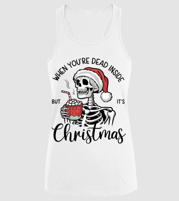 Dead inside, but it's christmas Alb model alb pe tricou