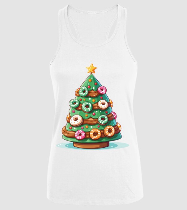 Doughnut pom de Crăciun model alb pe tricou