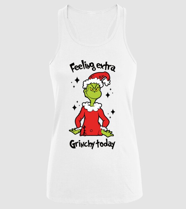 Feeling extra Grinchy today model alb pe tricou