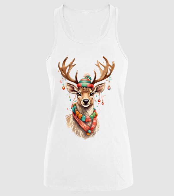 Festive Reindeer model alb pe tricou