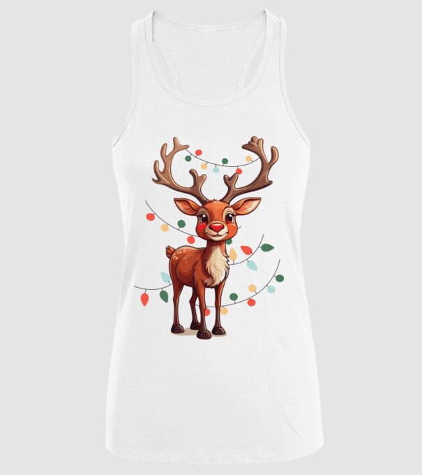 Festive Rudolph model alb pe tricou