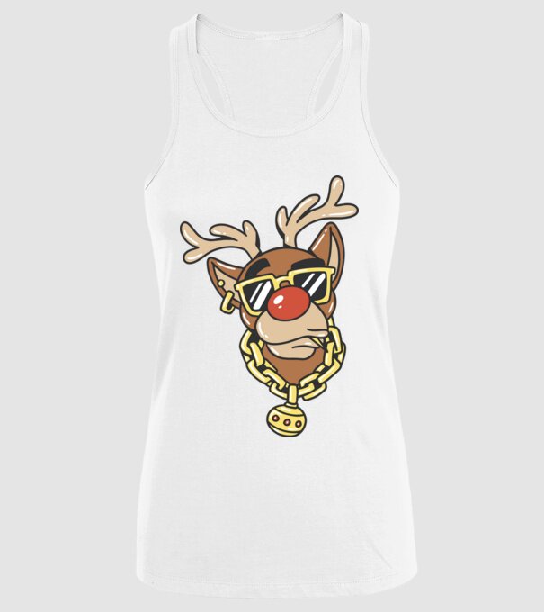 Gangster Reindeer model alb pe tricou