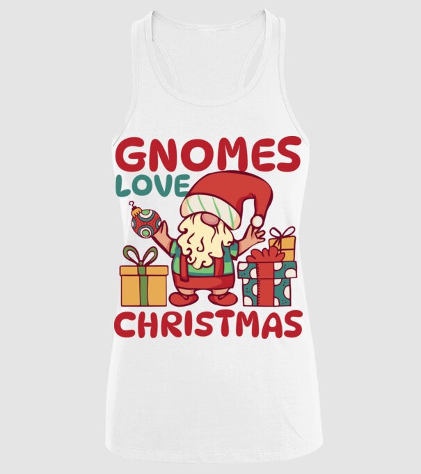 Gnomes LOVE Christmas model alb pe tricou