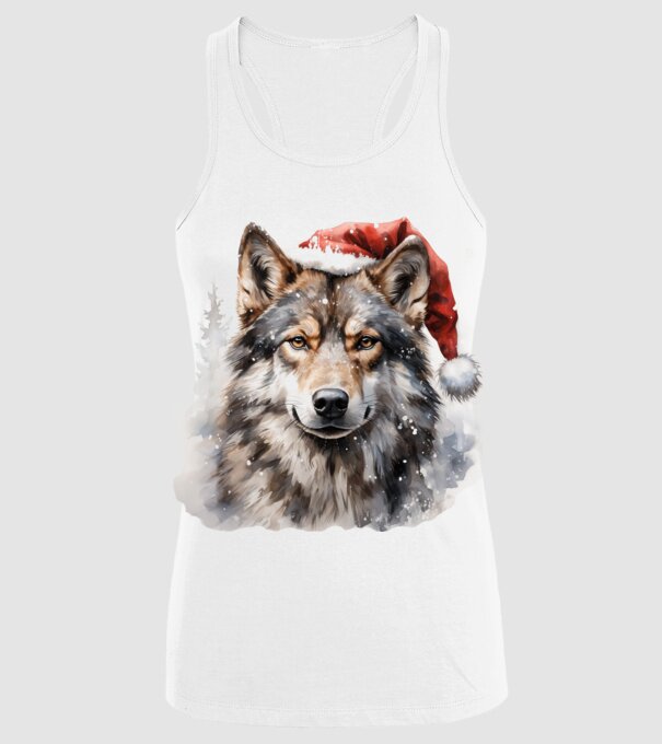 Lupul de Crăciun Alb model alb pe tricou