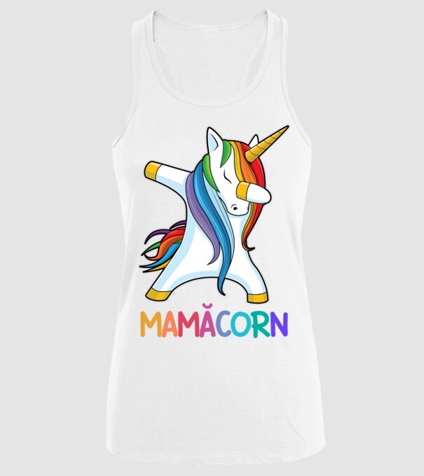mamăcorn model alb pe tricou