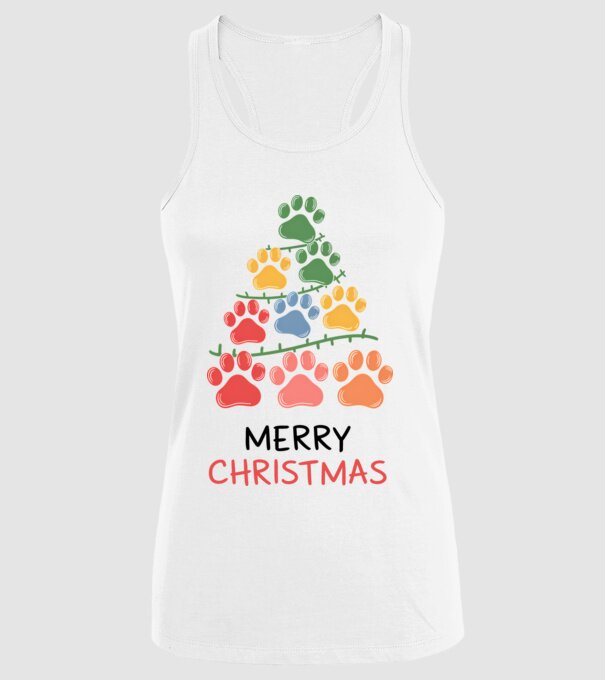 Merry Christmas Paws Alb model alb pe tricou
