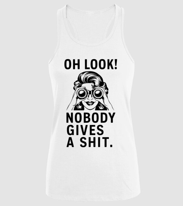 Nobody Gives a shit model alb pe tricou