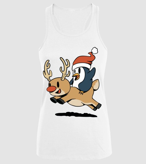 pinguin reindeer cristmas model alb pe tricou