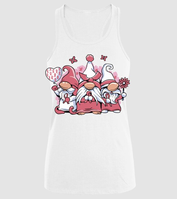 Pink christmas Gnomes model alb pe tricou