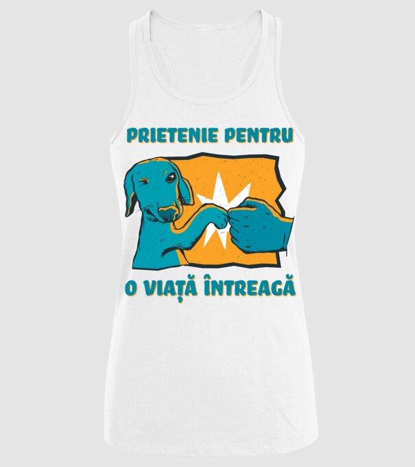 Prietenie pentru o viață întreagă model alb pe tricou