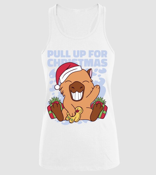 Pull up for christmas Capybara model alb pe tricou