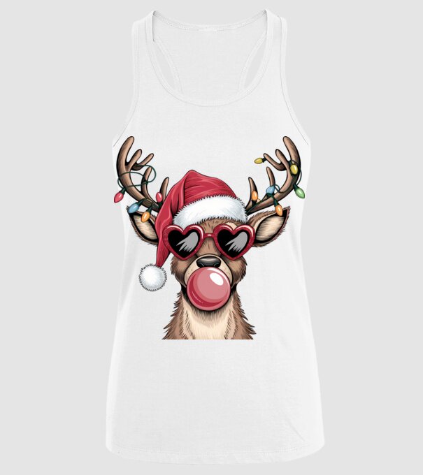 Ren amuzant de Crăciun model alb pe tricou