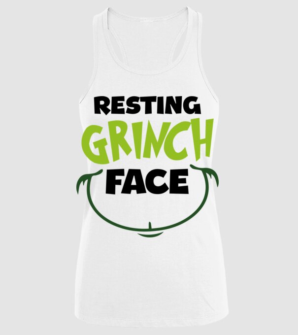 Resting Grinch face model alb pe tricou
