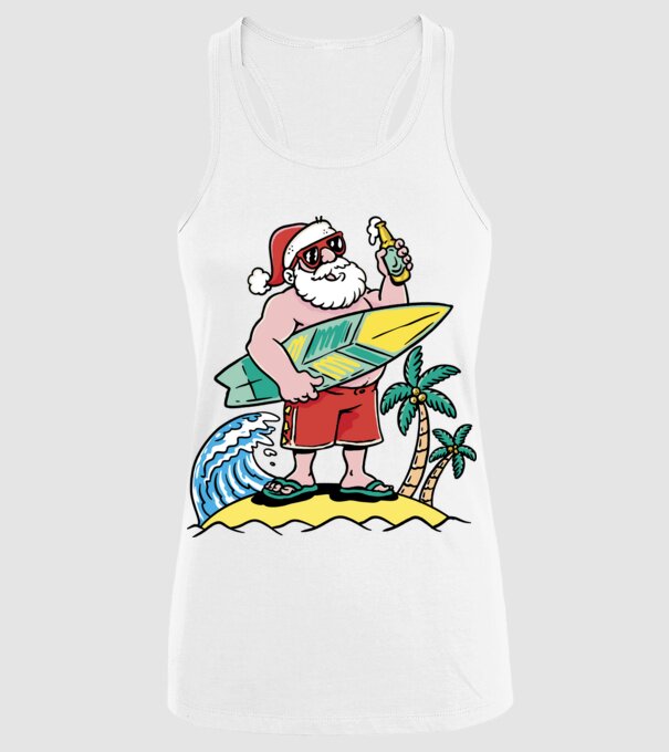 Santa Claus Summer model alb pe tricou