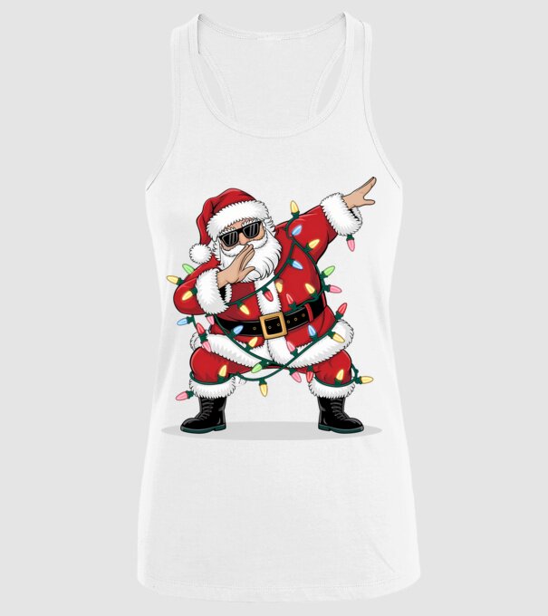 Santa Dab model alb pe tricou