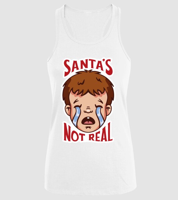 Santa's Not Real copil plângând model alb pe tricou