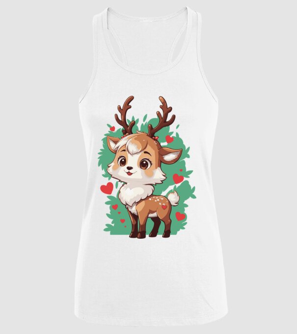 Valentine Deer model alb pe tricou