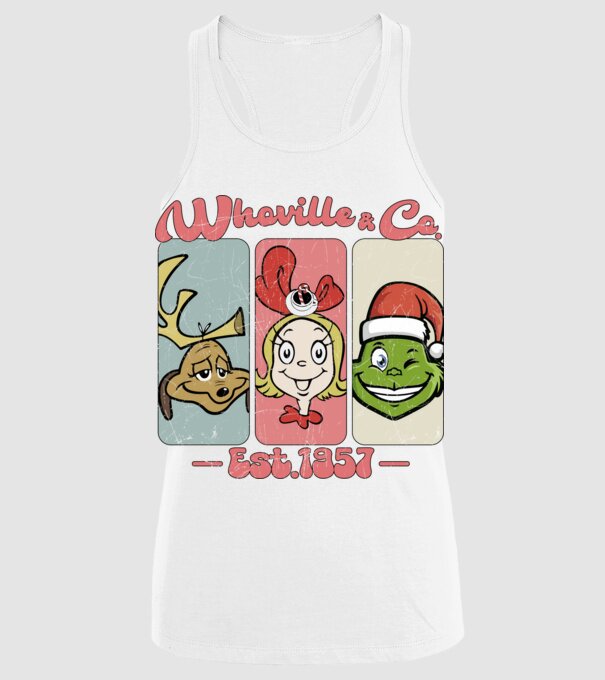 Whoville & Co - Grinch model alb pe tricou