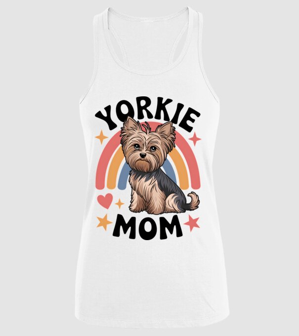 Yorkie Mom Alb model alb pe tricou