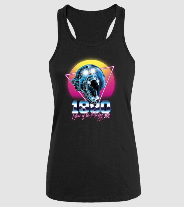1980 Year of the Monkey model negru pe tricou