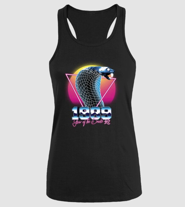 1989 Year of the Snake model negru pe tricou
