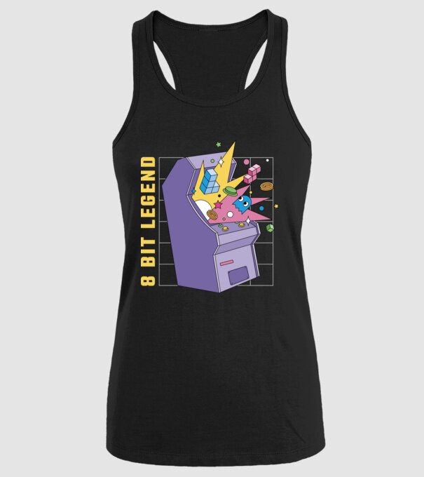 8 Bit Legendă Arcade Slot Machine model negru pe tricou