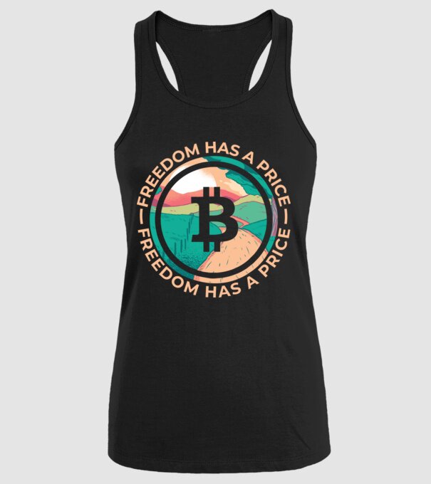 Libertatea are preț Bitcoin model negru pe tricou