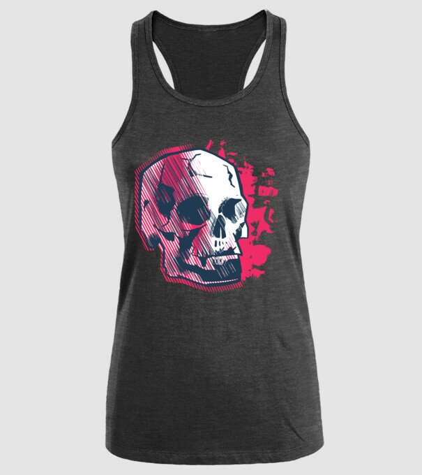 Craniu abstract model negru pe tricou