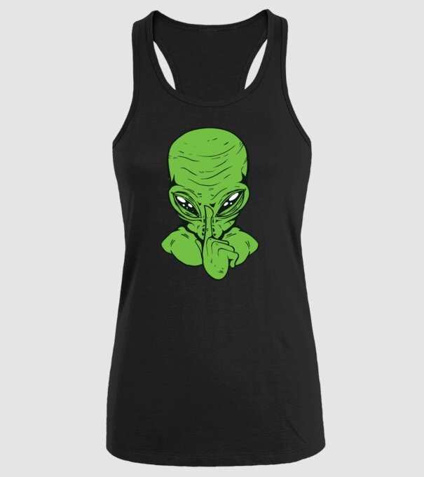 Alien Psst model negru pe tricou