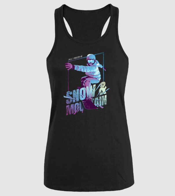 All I need is Snowboard model negru pe tricou