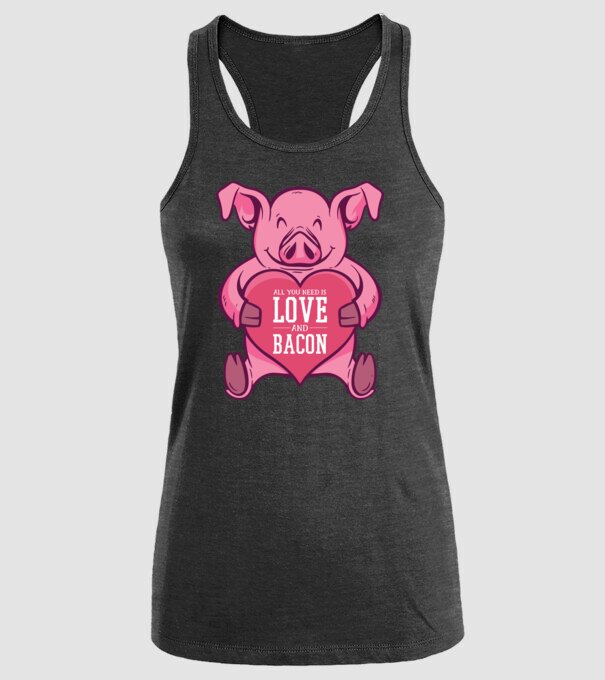 All you need is love and bacon model negru pe tricou
