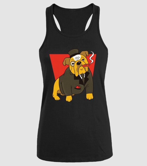 Bulldog englezesc cu trabuc model negru pe tricou