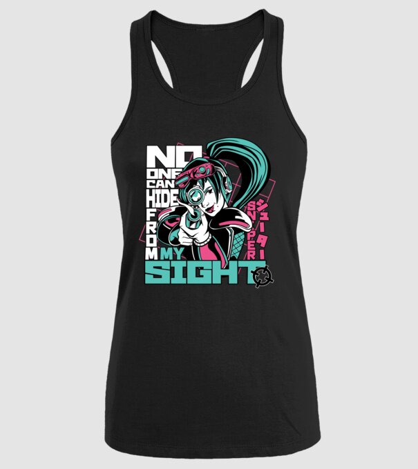 Anime Fată Lunetistă model negru pe tricou