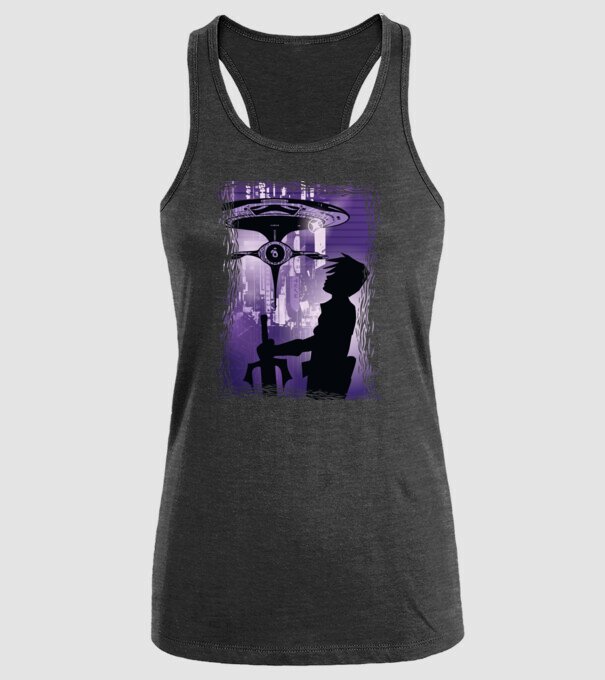 Navă spațială Anime model negru pe tricou