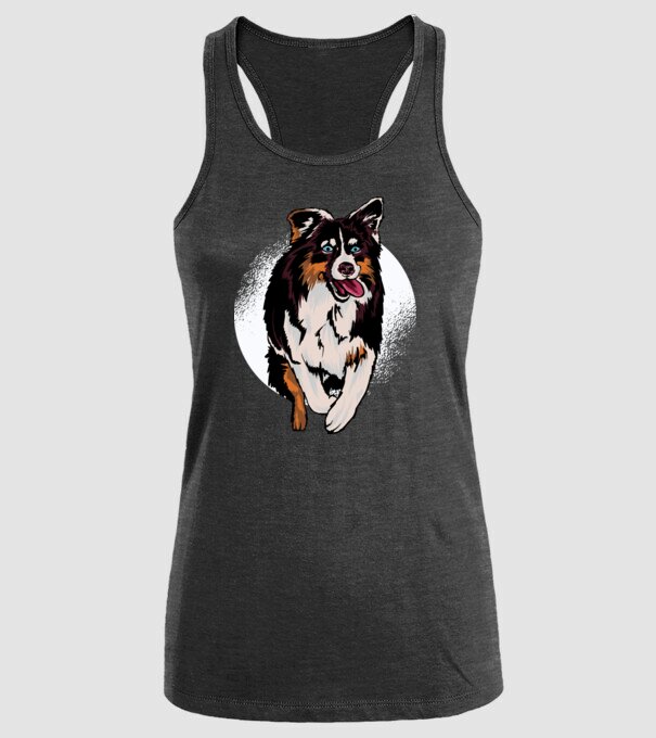 Câine ciobănesc Australian model negru pe tricou