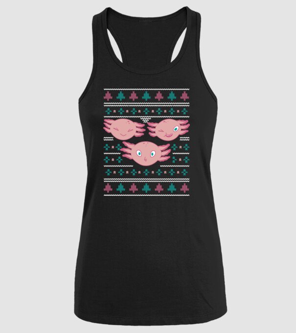 Pulover urât Axolotl model negru pe tricou