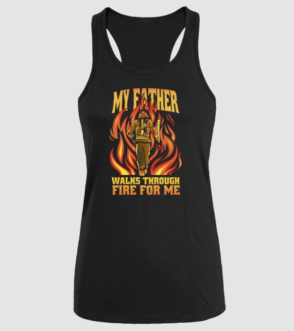 Tatăl meu trece prin foc pentru mine model negru pe tricou
