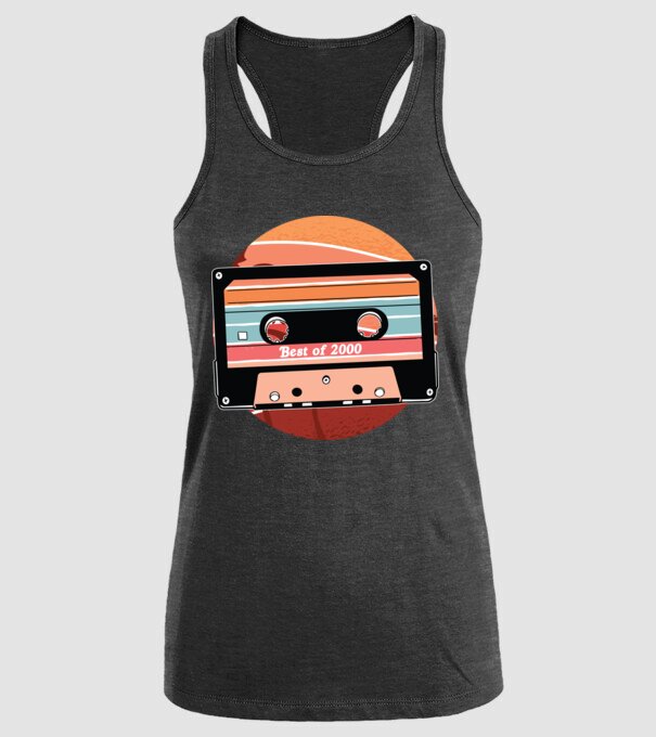 Best of 2000 retro Tape Birthday model negru pe tricou