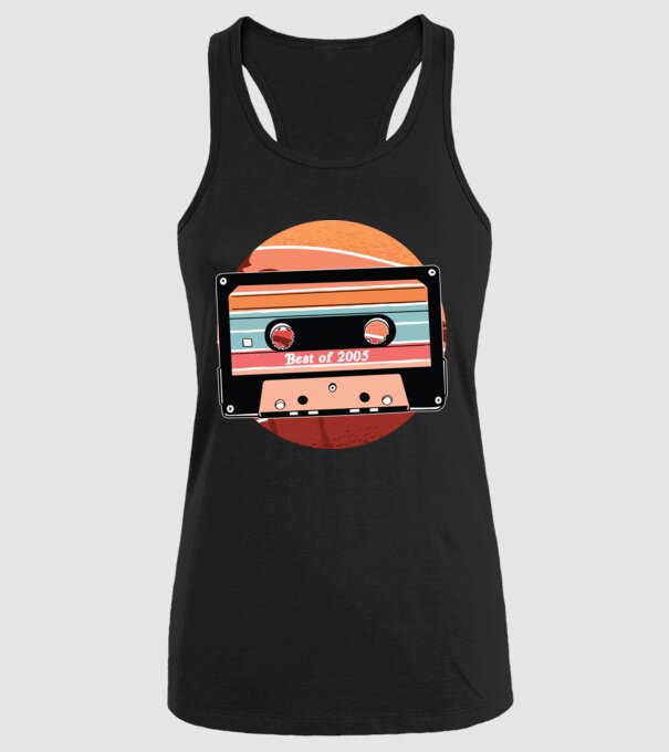 Best of 2005 retro Tape Birthday model negru pe tricou