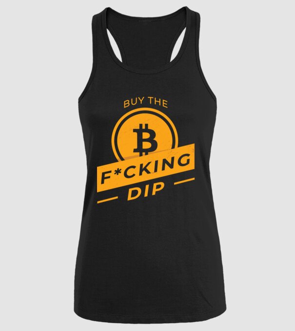 Bitcoin - Buy the fucking dip model negru pe tricou
