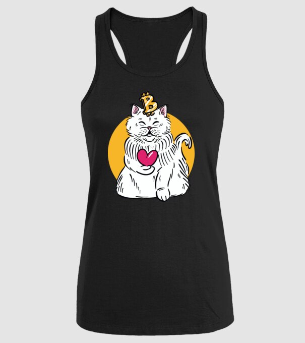 Pisică Bitcoin model negru pe tricou