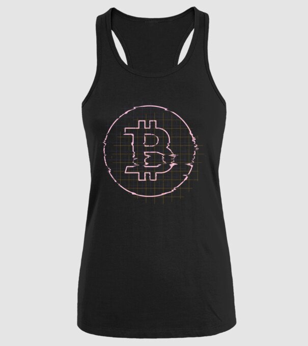 Bitcoin Glitch model negru pe tricou
