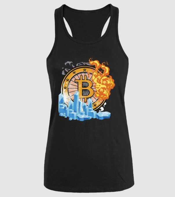 Logo Bitcoin model negru pe tricou