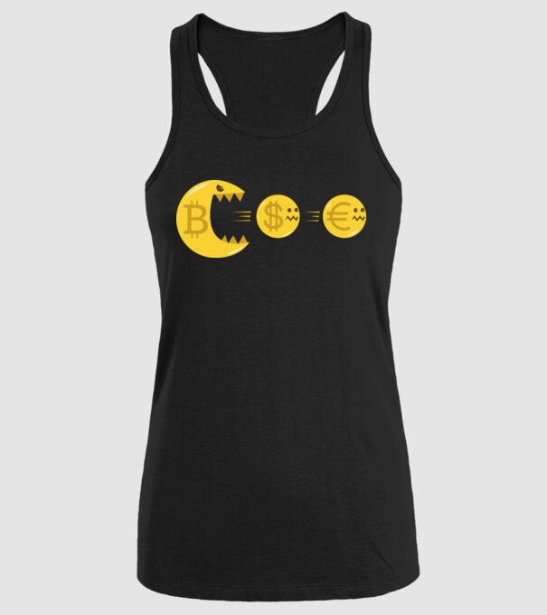 Bitcoin Pacman model negru pe tricou